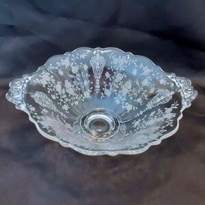 Vintage/Antique Cambridge Rose Point 2 Handled Bowl